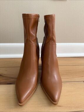 Forever 21 Sculpted Cognac Pointed Ankle Booties